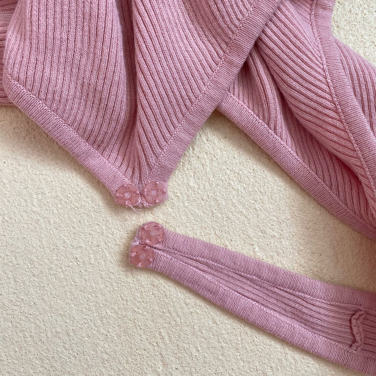 Secondhand Blush Pink Ribbed Drop Armhole Bodysuit, Size Small