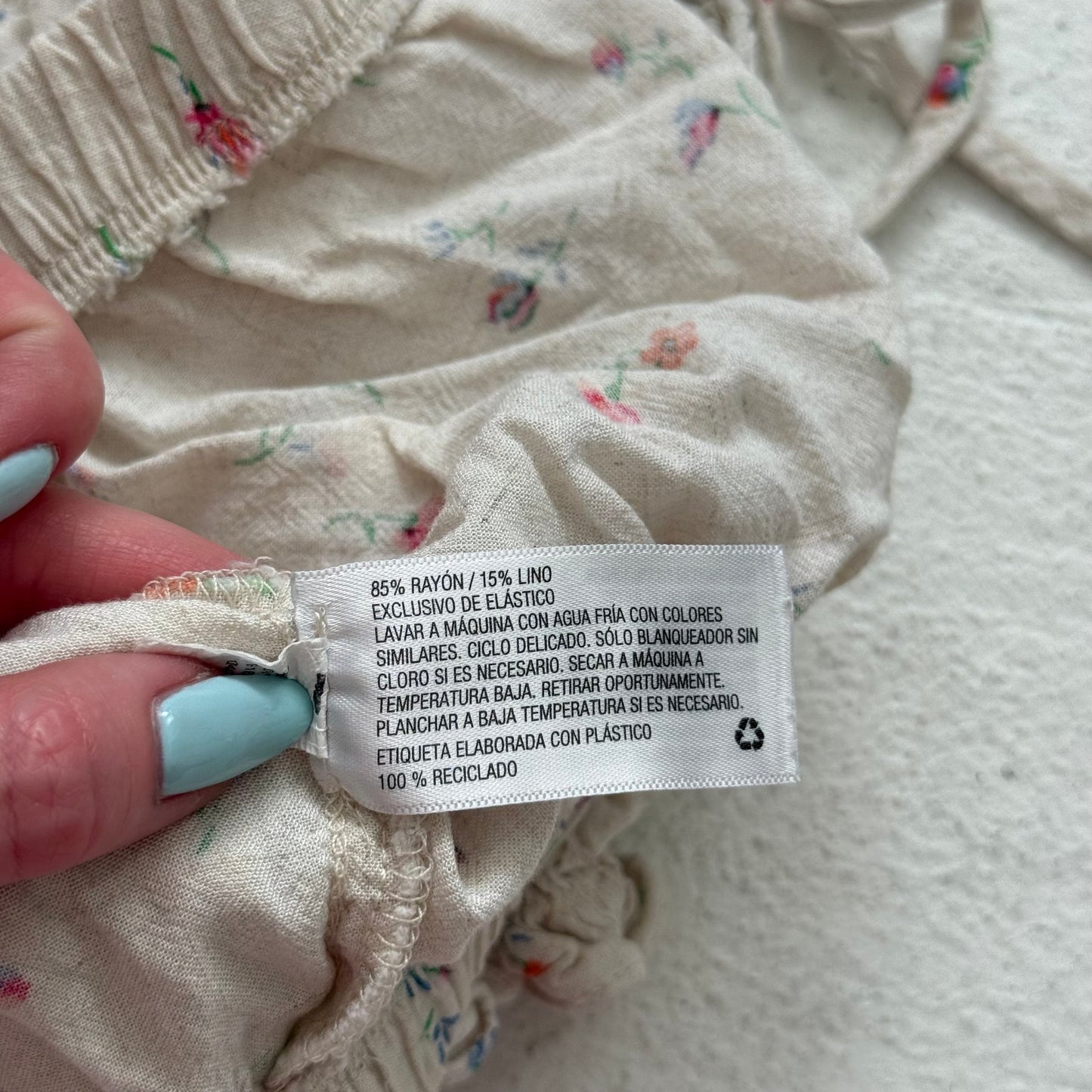 Secondhand Wild Fable Linen Blend Floral Tie Front Crop Top, Size Small