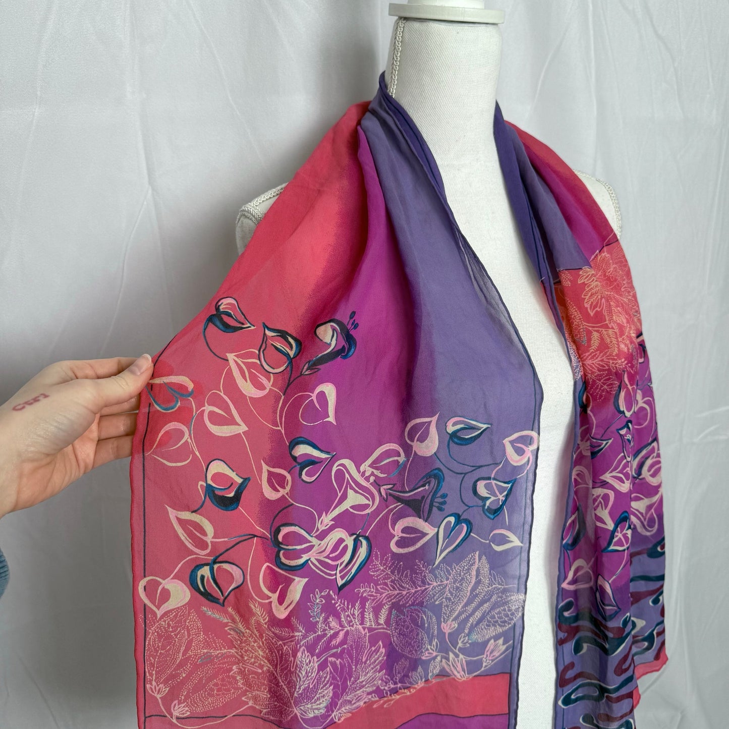 Vintage 70s Halston Floral Silk Scarf