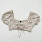 Secondhand Wild Fable Linen Blend Floral Tie Front Crop Top, Size Small