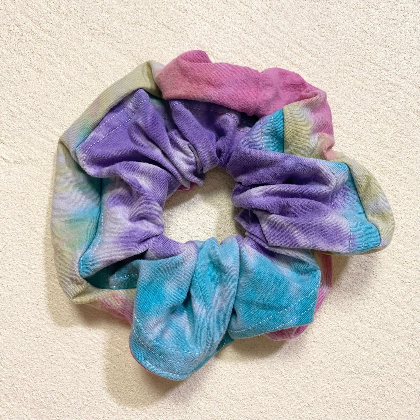 Scrap Fabric Rainbow Tie Dye Jumbo Scrunchie