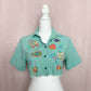 Upcycled Vintage Crop Embroidered Shirt, Size Small