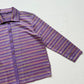 Secondhand Purple Zigzag Metallic Stripe Knit Button Up Rhinestone Collar, Size XL