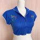 Upcycled Vintage Embroidered Button Front Crop Top, Size Small