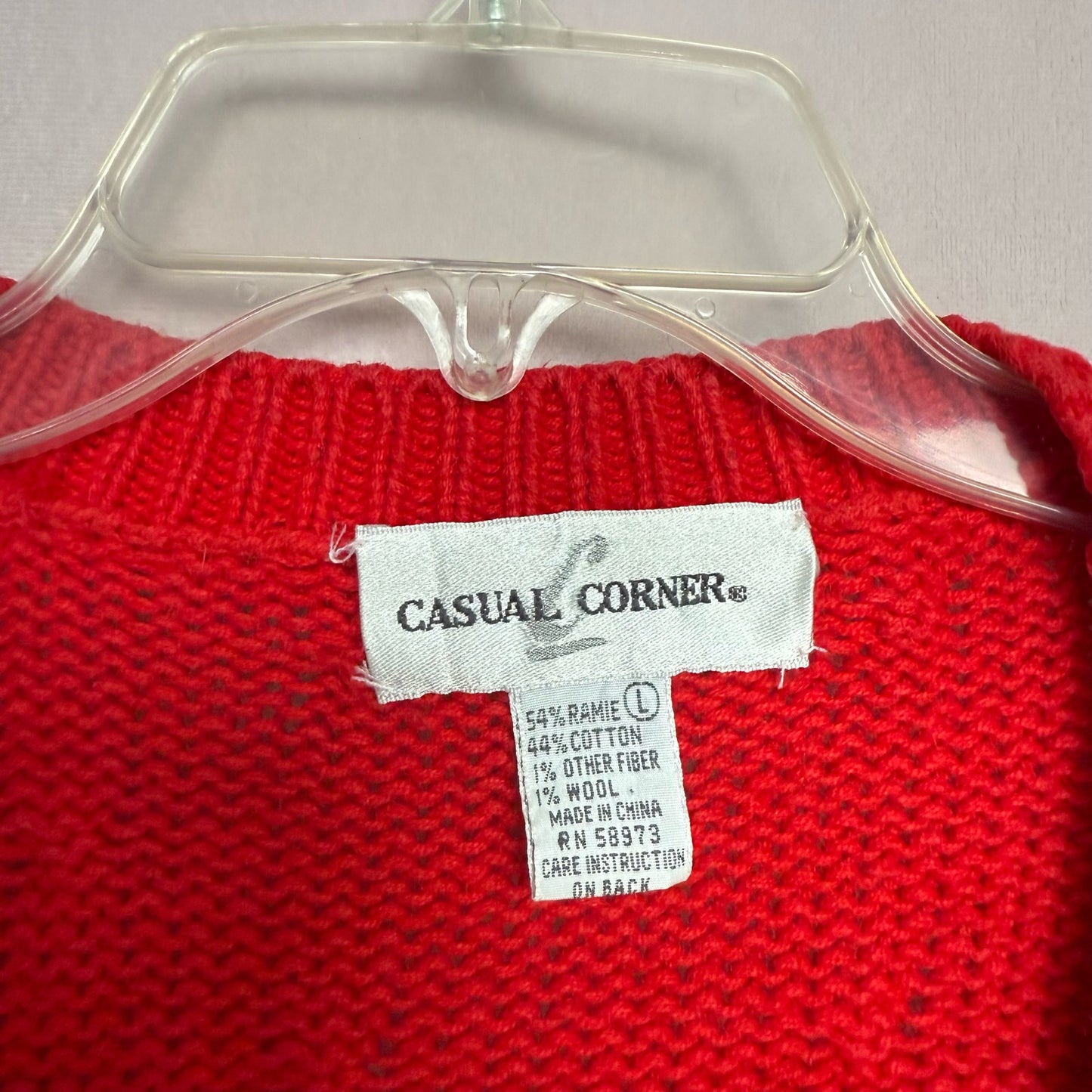 Vintage Jingle Bell Christmas Sweater Cardigan, Size Large