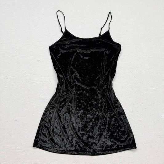 Secondhand Victoria’s Secret Black Velvet Mini Slip Dress, Size M/L