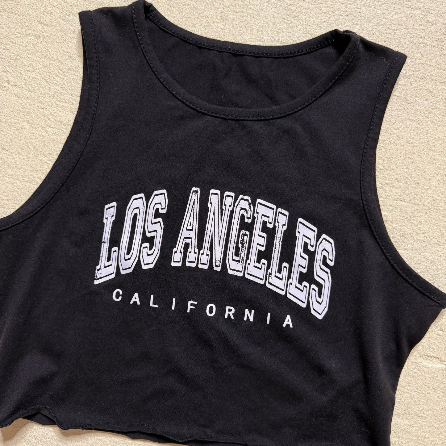 Secondhand Los Angeles California Crop Graphic Tank Top, Size Small