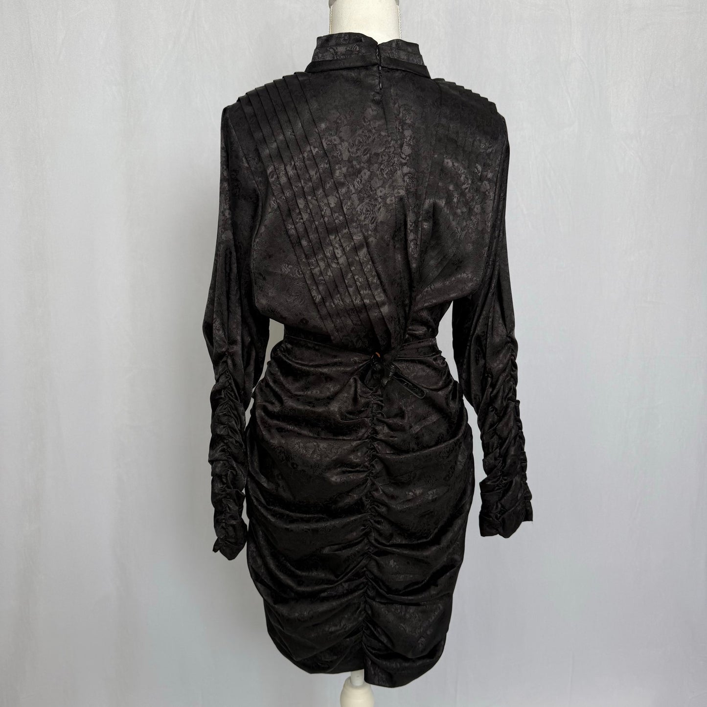 Secondhand Hunter Bell Ariana Dress Black Satin Floral, Size 8