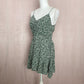 Secondhand Ditsy Floral Ruched Tie Front Mini Dress, Size Large