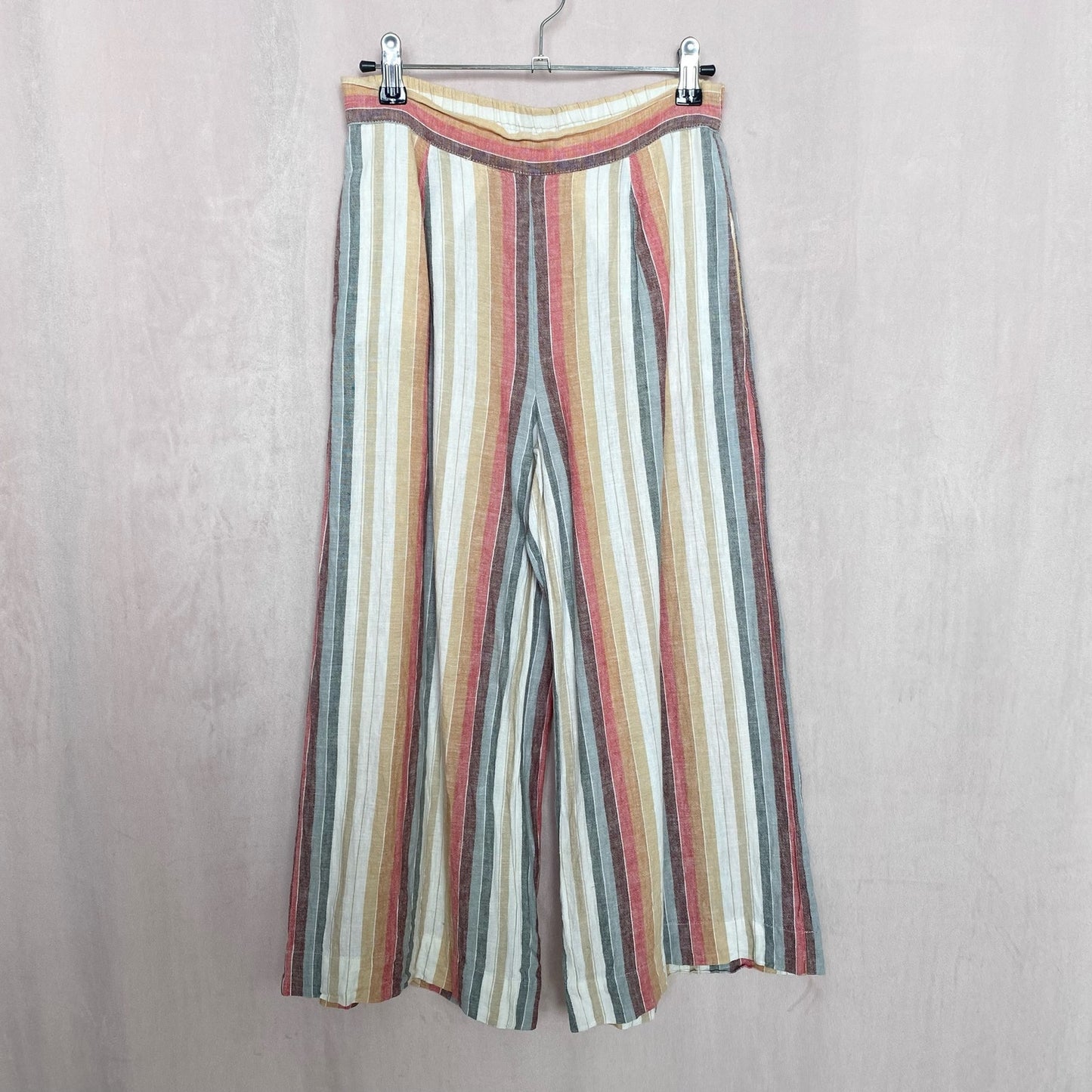 Secondhand beachlunchlounge Striped Linen Blend Cropped Pants, Size XS