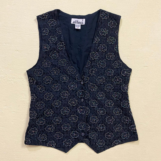 Vintage Creazioni Effeci Beaded Floral Lace Vest, Size Medium