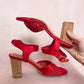 Secondhand Anthropologie Farylrobin Red Cork Sandal Heels, Size 7