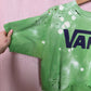 Reworked Vans Distressed Acid Wash Oversized Crop Tee, Size Medium