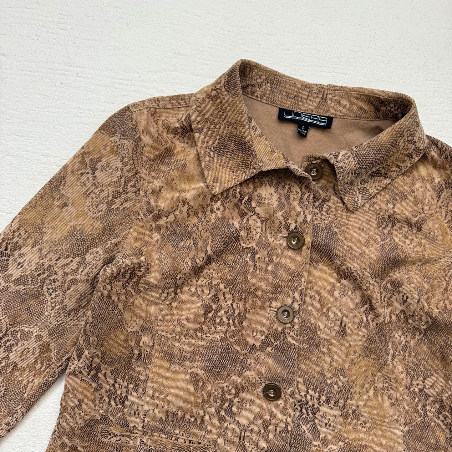 Y2K Linear Micro Corduroy Snake Print Jacket, Size Large