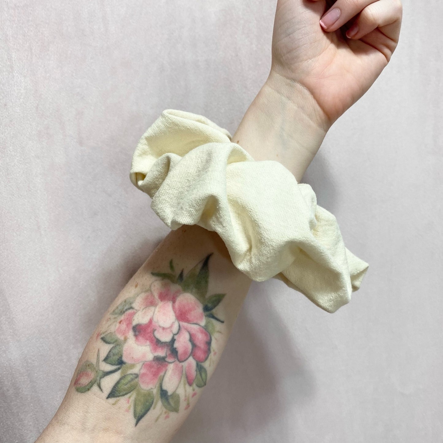 Scrap Fabric Cream Yellow Cotton Jumbo Scrunchie
