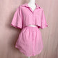 Upcycled Pink Cotton Linen Two Piece Skirt Set, Size M/L