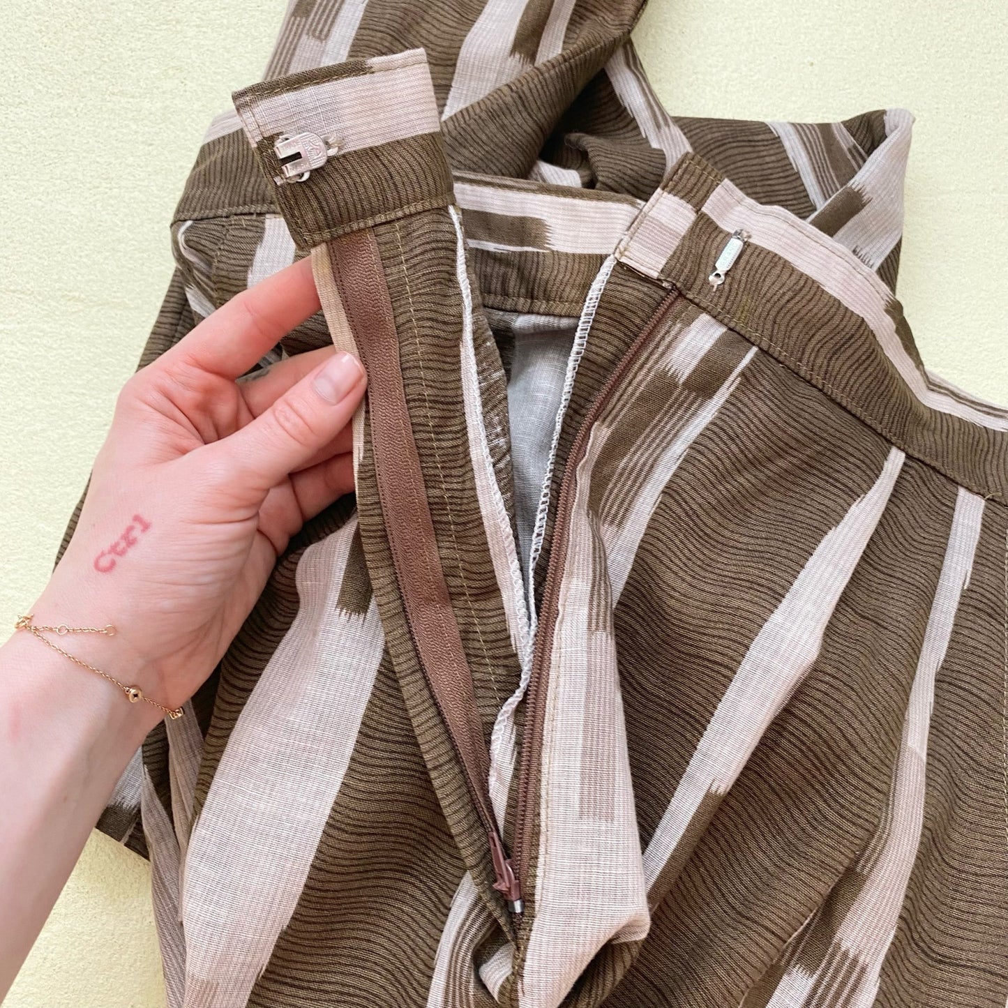 Vintage Brown Striped Lightweight Trousers, Size Small
