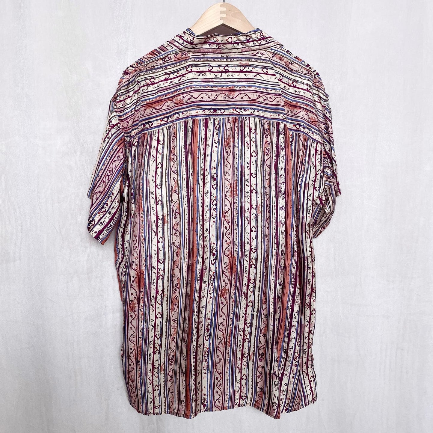 Vintage Robert Stock Silk Stripe Button Up Shirt, Size Medium