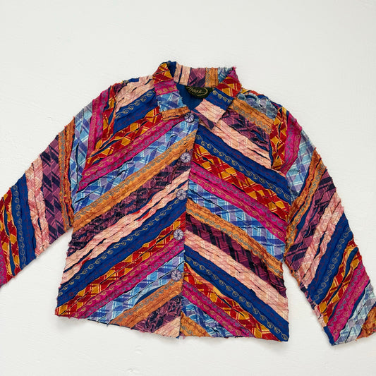 Vintage Alex Kim Patchwork Button Up Jacket, Size PL