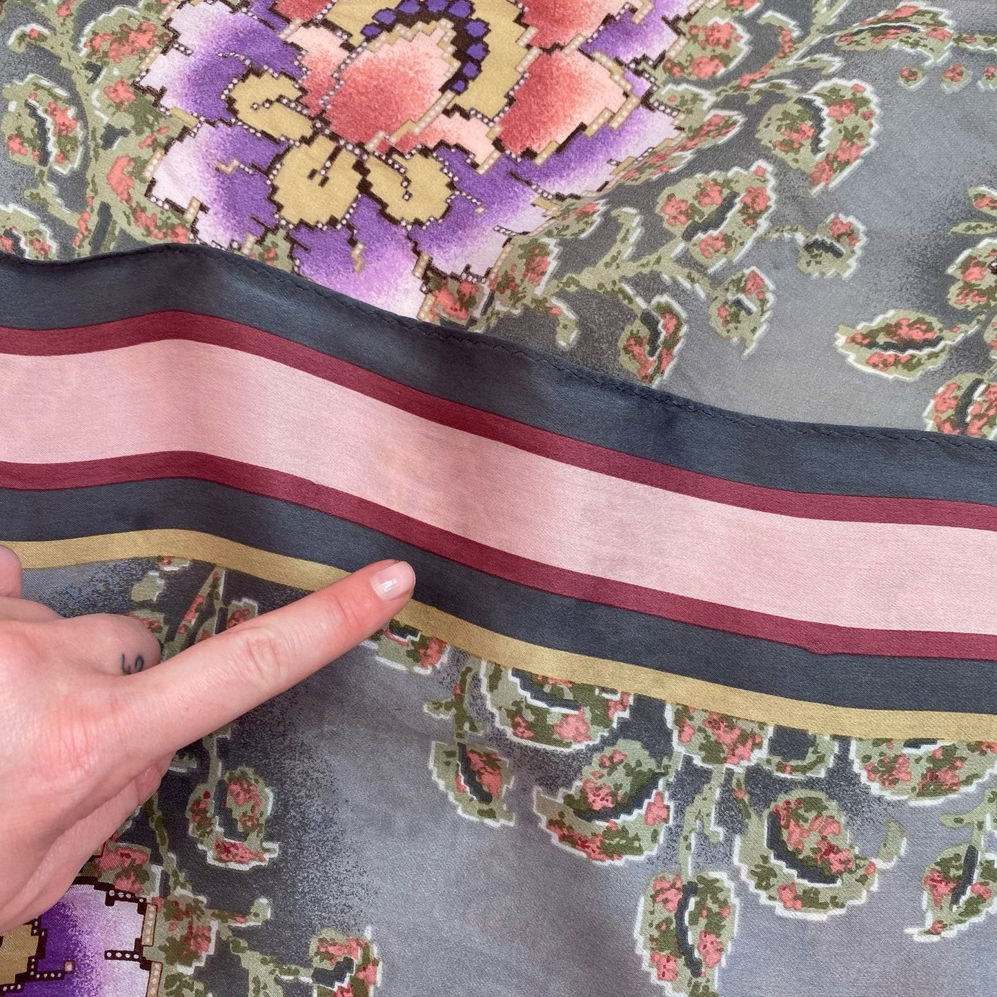 Vintage Bill Blass Floral Silk Scarf Shawl