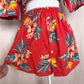 Upcycled Hawaiian Crop Button Up Shirt & Skirt Set, Size XS/S