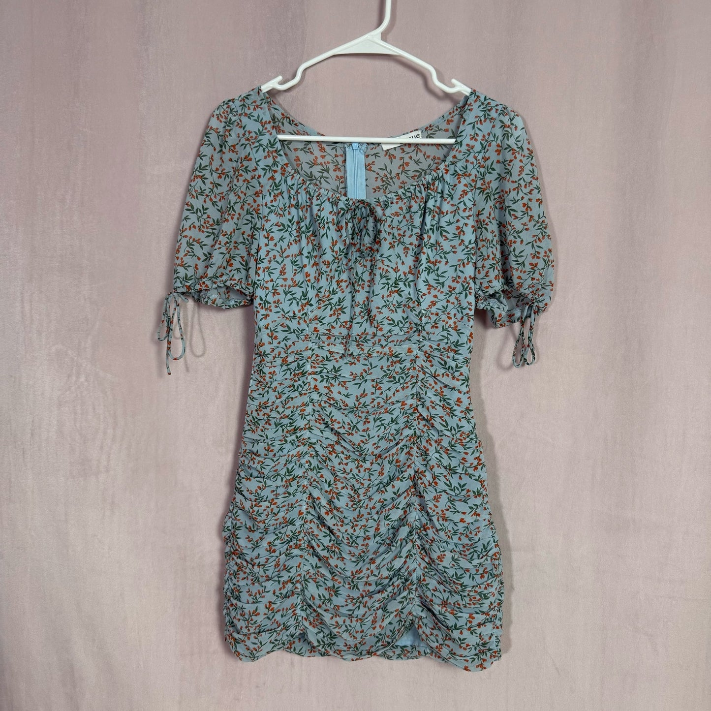 Secondhand Essue Ruched Floral Prairie Mini Dress, Size XS