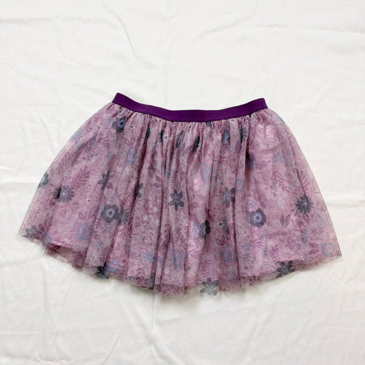 Secondhand Lilac Purple Floral Tulle Mini Skirt, Size Medium