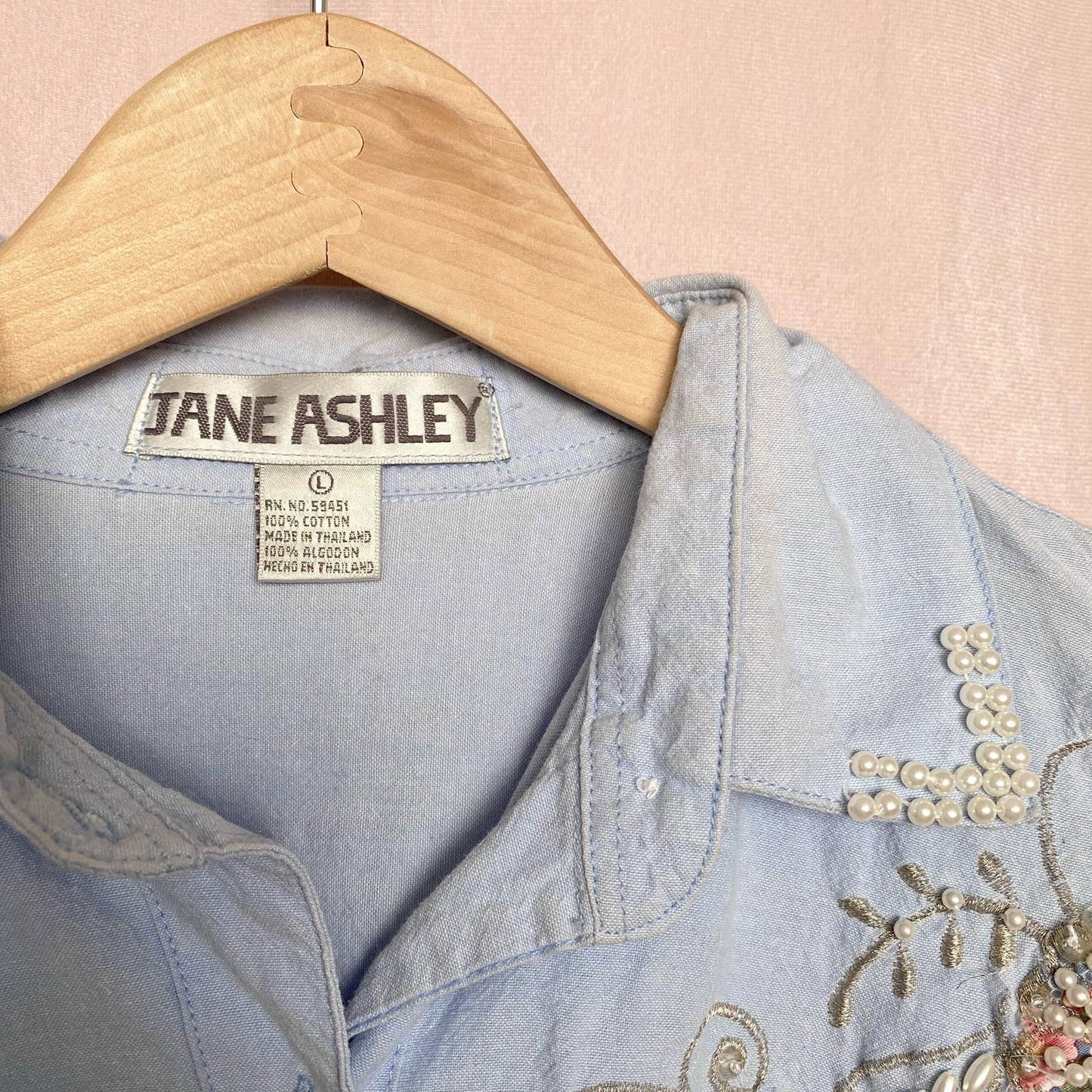 Upcycled Vintage Jane Ashley Embellished Denim Crop Jacket, Size Large