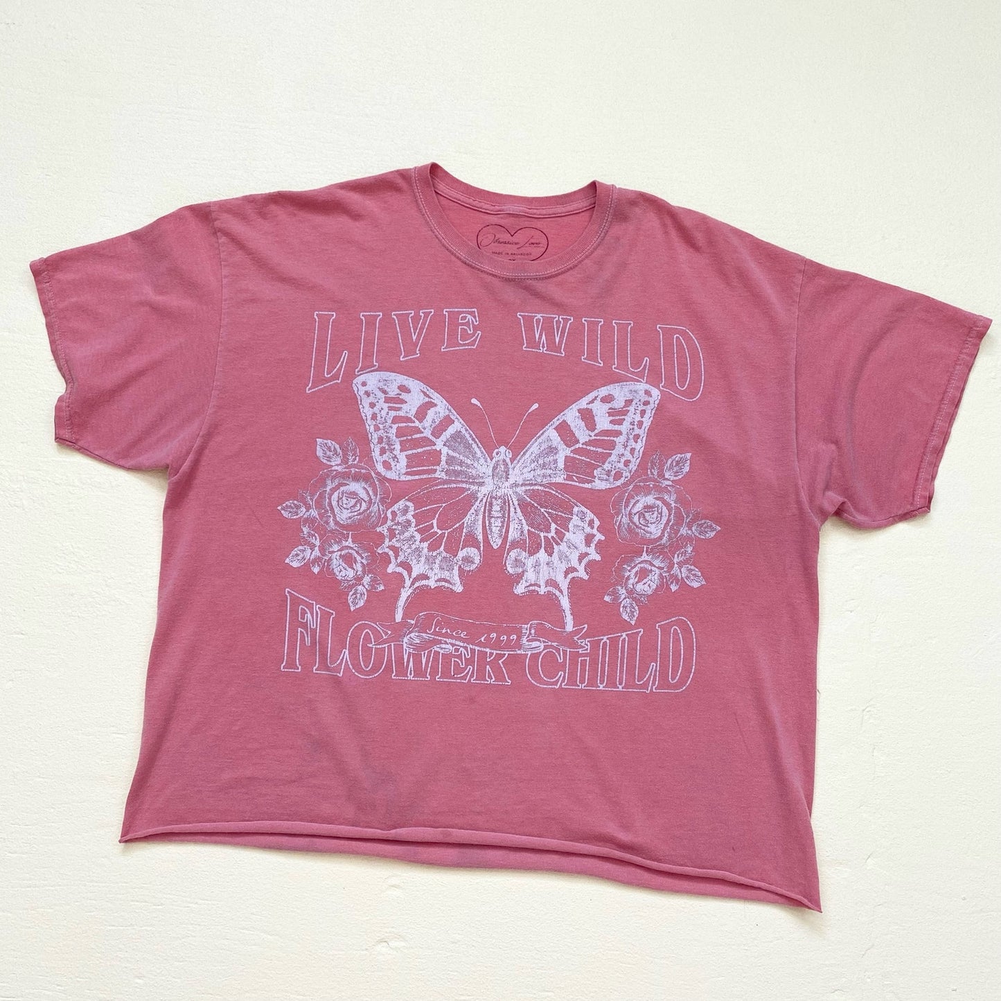 Y2K Obsessive Love Butterfly Live Wild Flower Child Tee, Size 2X