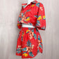 Upcycled Hawaiian Crop Button Up Shirt & Skirt Set, Size XS/S