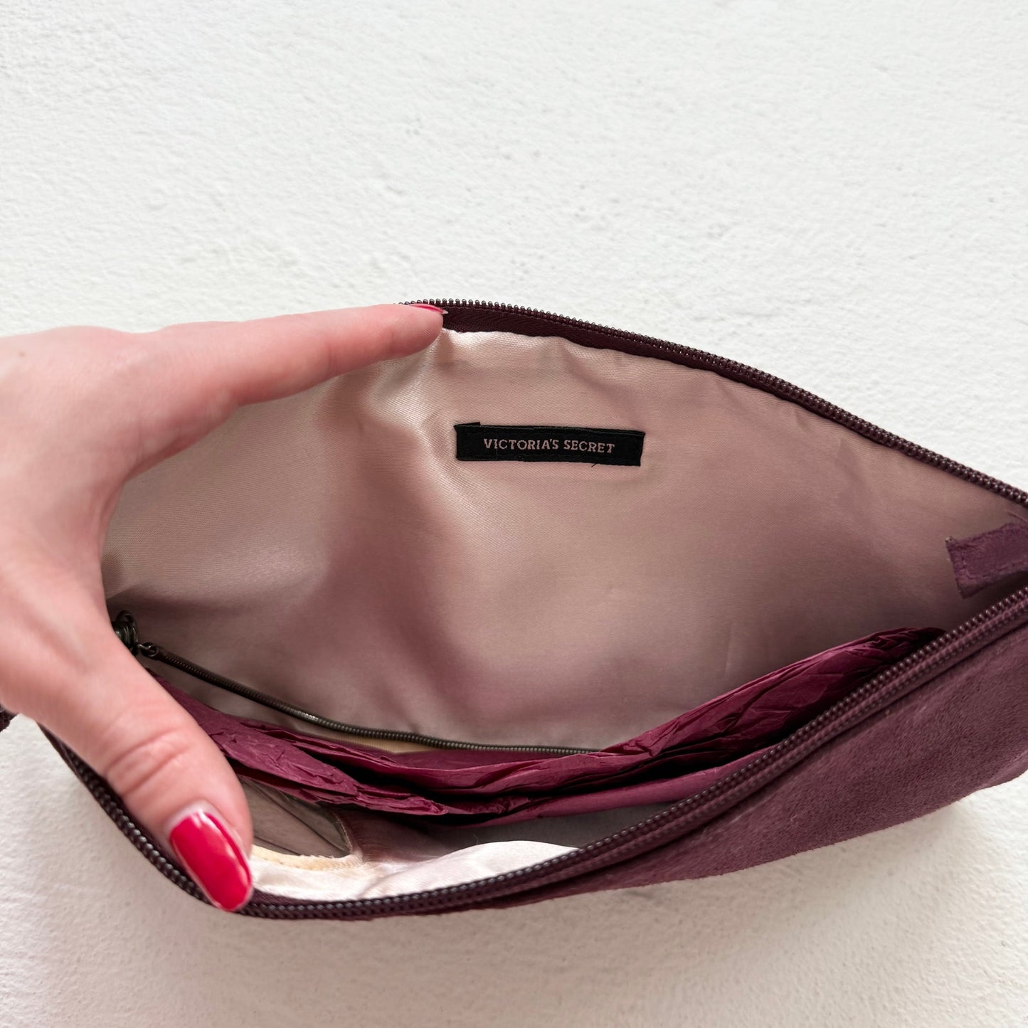 Y2K Victoria’s Secret Plum Suede Heart Cutout Shoulder Bag