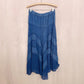 Vintage Boho Hippie Blue Tiered Asymmetrical Midi Skirt, "Free Size"