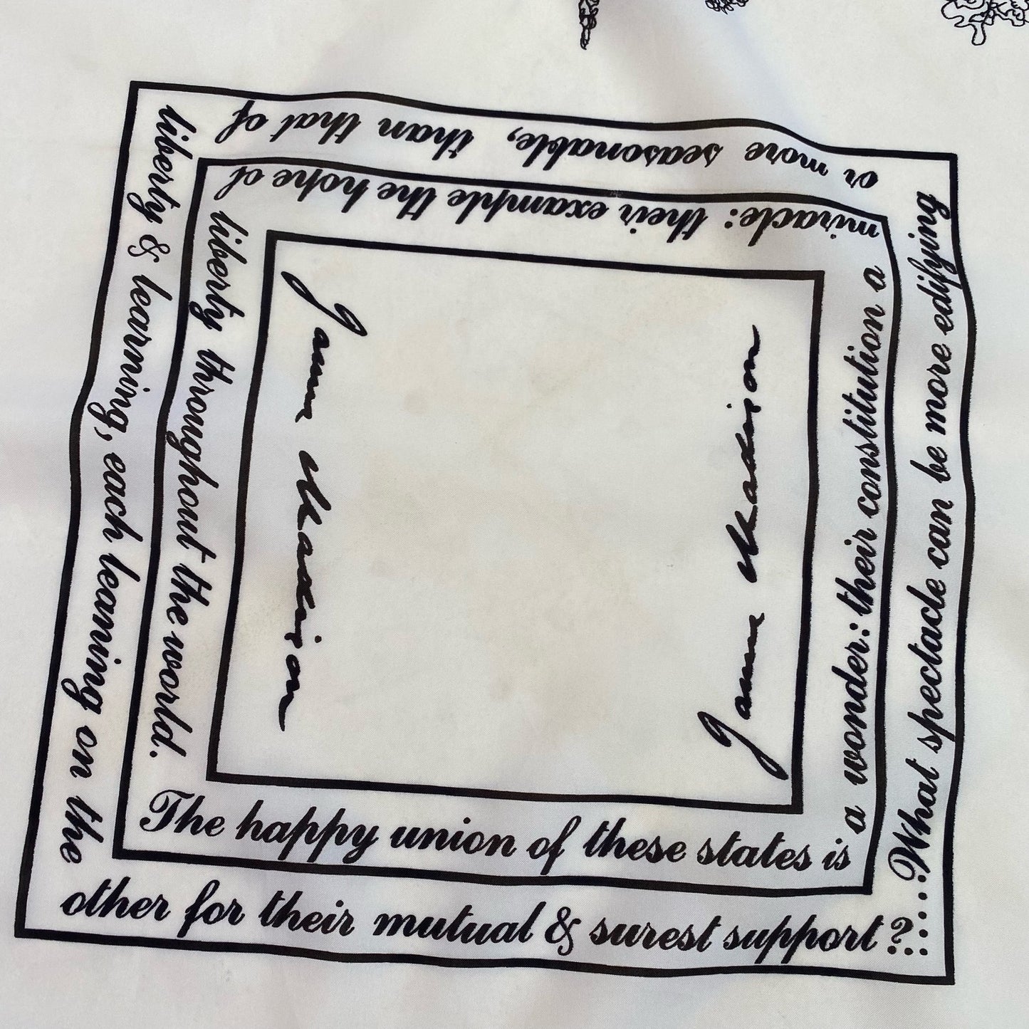 Vintage June Critchfield James Madison Quotes Scarf