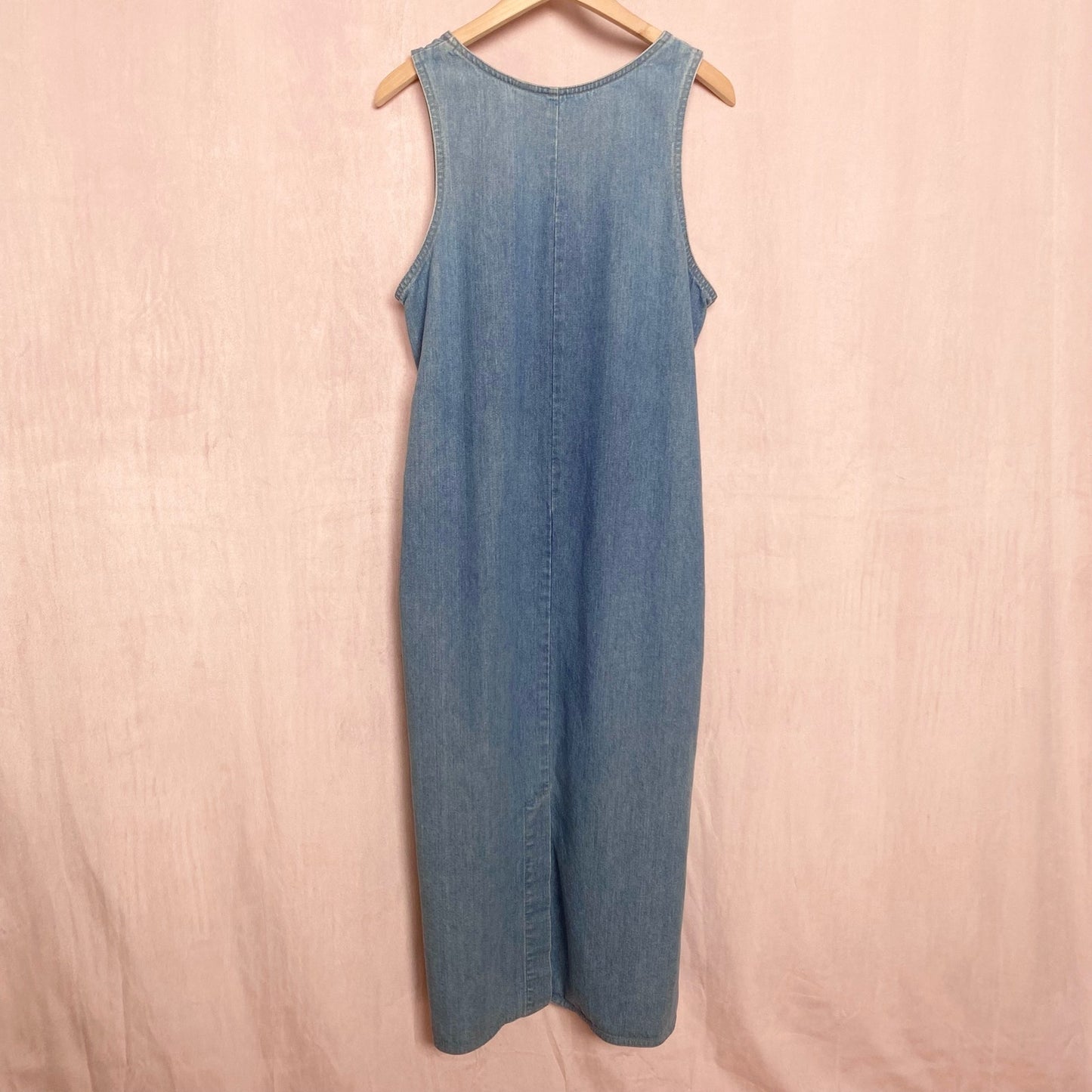Vintage Lands' End Denim A-Line Midi Dress, Size 12