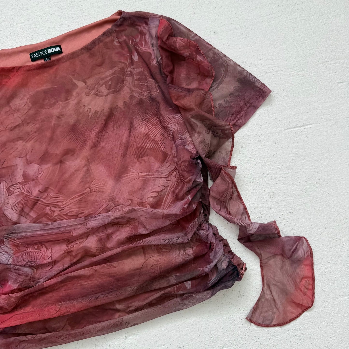 Secondhand Fashion Nova New Love Mesh Crop Top, Size Large