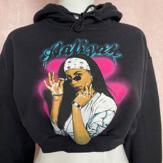 Reworked Aaliyah Crop Hoodie, Size Medium
