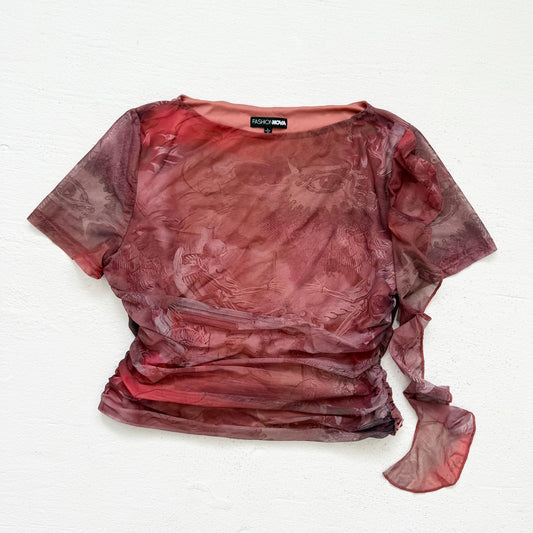 Secondhand Fashion Nova New Love Mesh Crop Top, Size Large