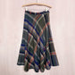 Vintage Plaid Wool Blend A-Line Midi Skirt, Size 25”