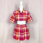 Upcycled Vintage Plaid Crop Shirt & Skirt Set, Size S/M