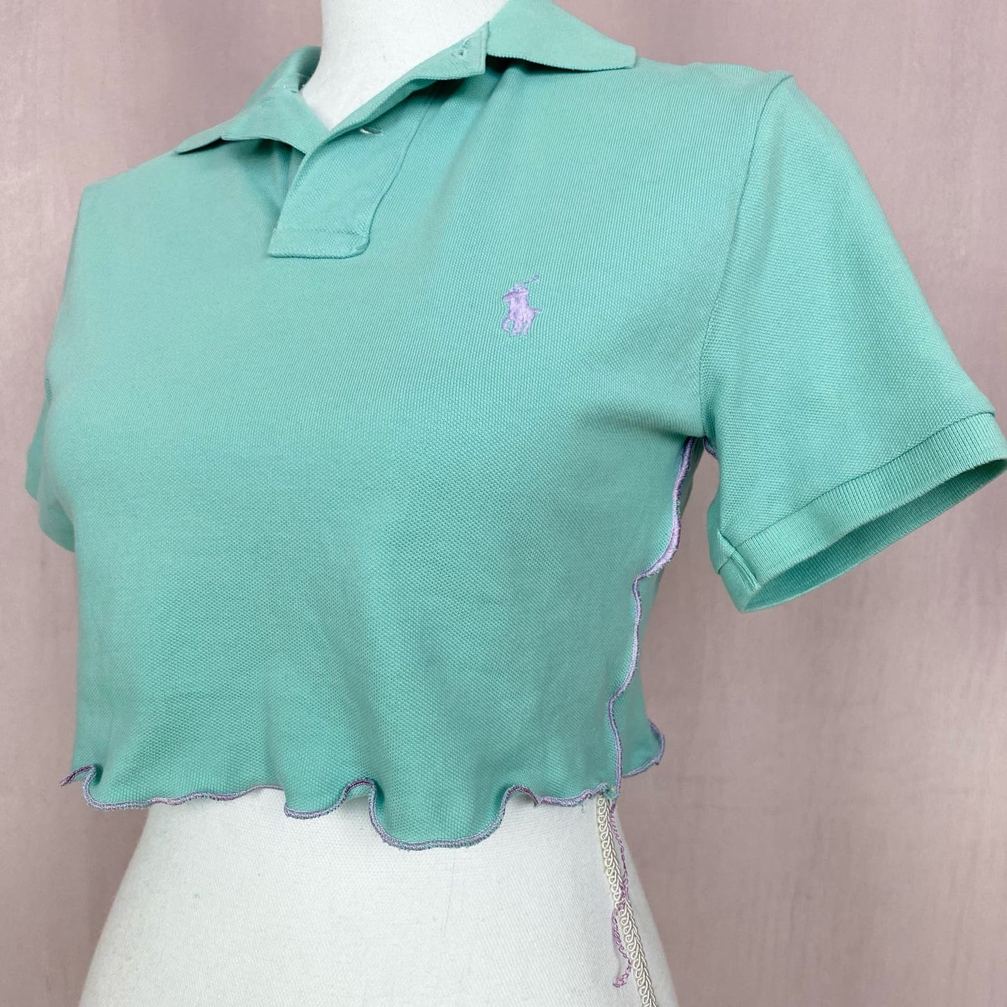 Upcycled Polo Ralph Lauren Crop Top, Size XS