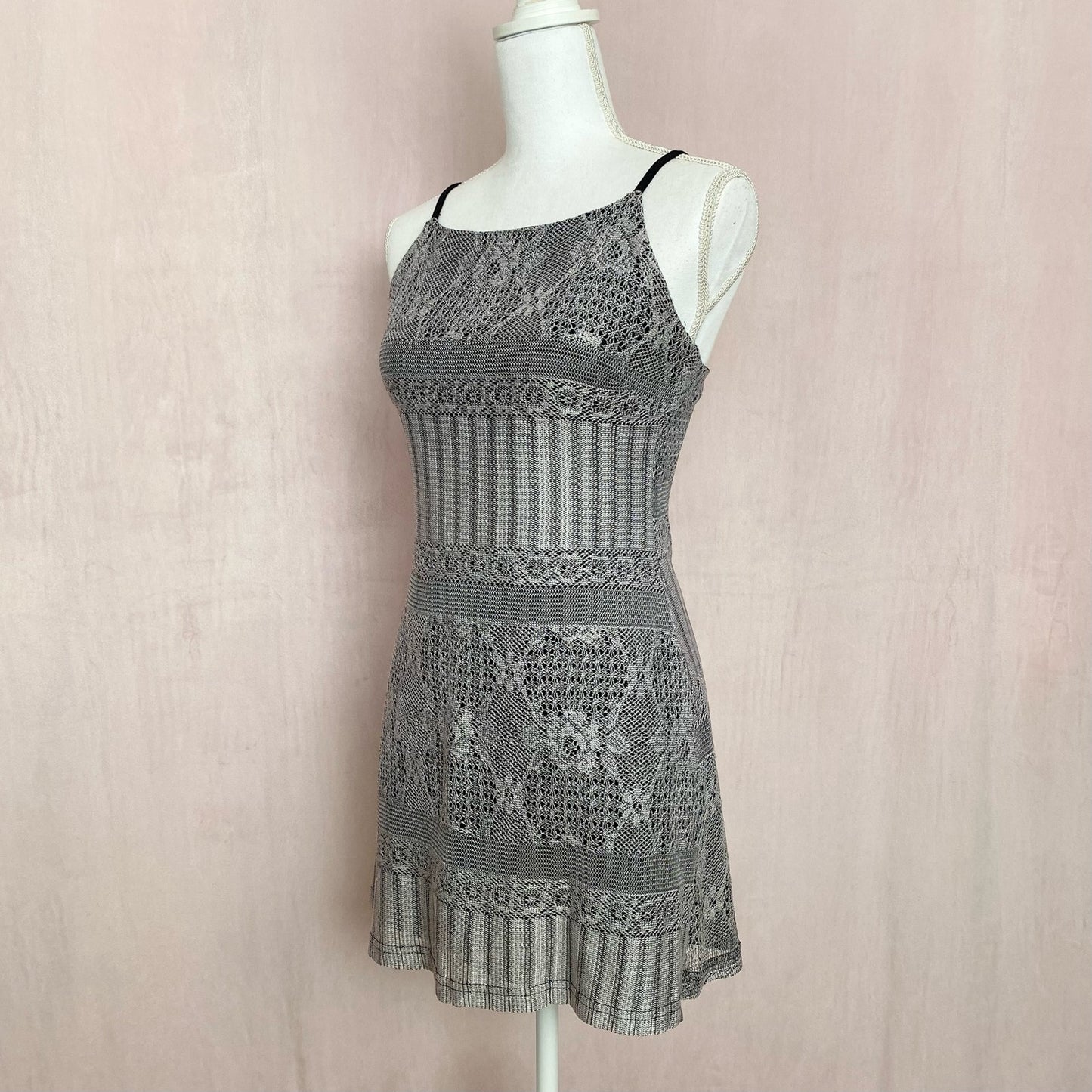 Vintage Hourglass Crochet Fit & Flare Mini Dress, Size Medium