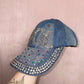 Upcycled COOL Rhinestone Denim Cap Hat