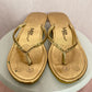 Sequins Max Collection Gold Sequins Wedge Heel Flip Flops, Size 9