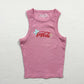 Secondhand Coca-Cola Pink Ribbed Graphic Tank Top, Size Small