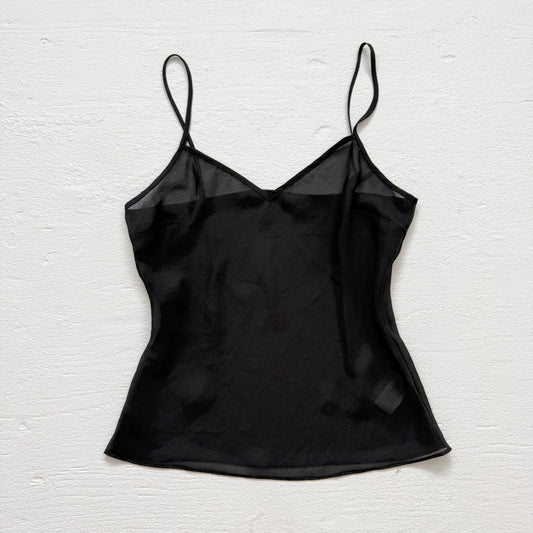 Secondhand Sheer Black Camisole Tank Top, Size Small