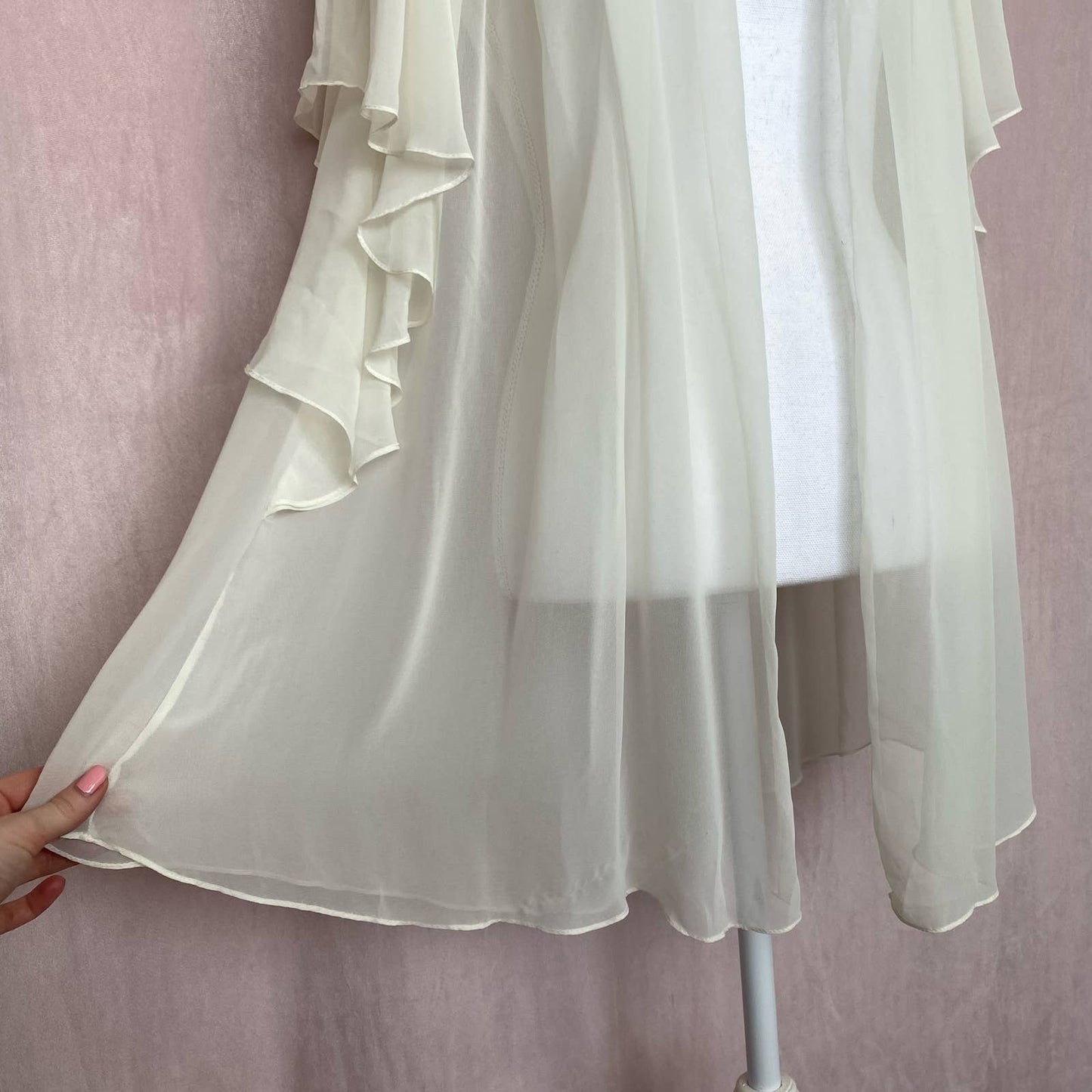Vintage F Cera Hilrsoz Lace Sheer Kimono, Size Large