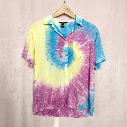 Secondhand Forever 21 Tie Dye Flowy Button Up Shirt, Size Small