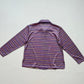 Secondhand Purple Zigzag Metallic Stripe Knit Button Up Rhinestone Collar, Size XL