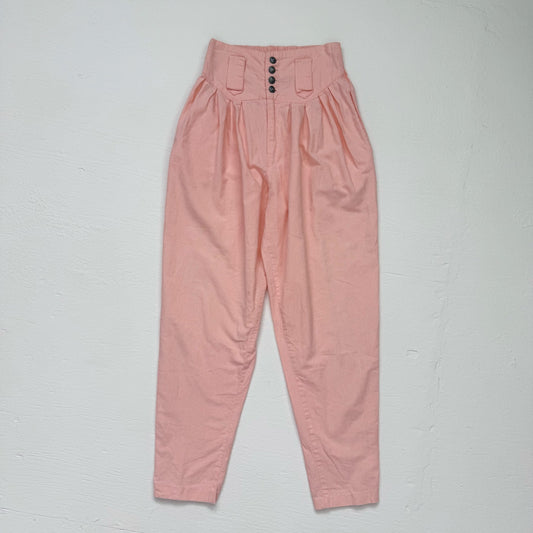 Vintage POP Peach Pleated High Waisted Trousers, Size XS