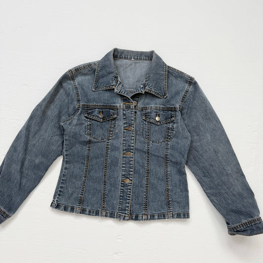 Secondhand Blue Stretch Denim Jean Jacket, Size Small